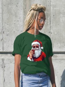 Santa Drinking Beer Merry Christmas T-Shirt